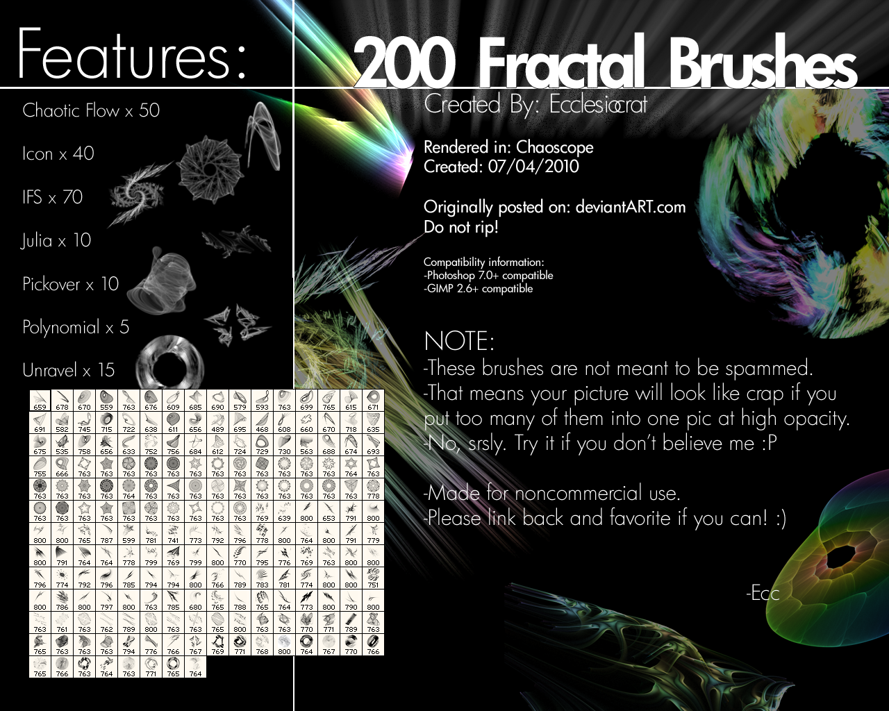200 Fractal Brushes Set