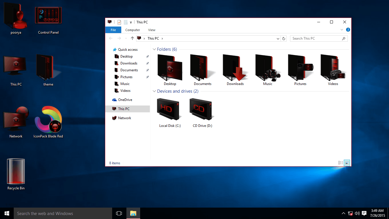 Red IconPack for Win10