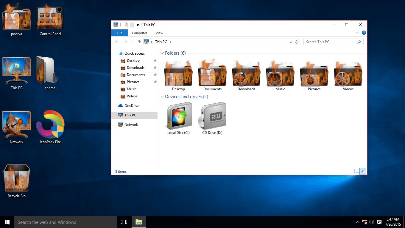 Fire IconPack for Win10