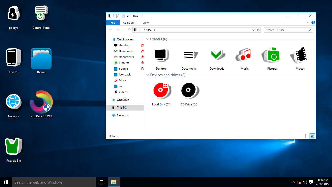 3D WSI IconPack for Win10