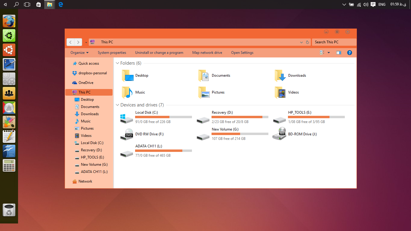 Ubuntu Orange theme for Win10