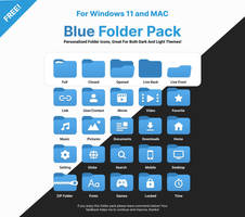 FREE Windows 11 / MAC Blue Folder Icon Pack!