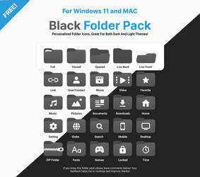 FREE Windows 11 / MAC Dark Folder Icon Pack!