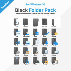 Windows 10 Black Folder Icon Pack!