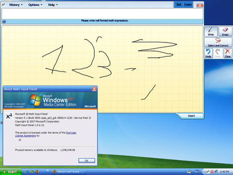 Windows 7 Math input panel