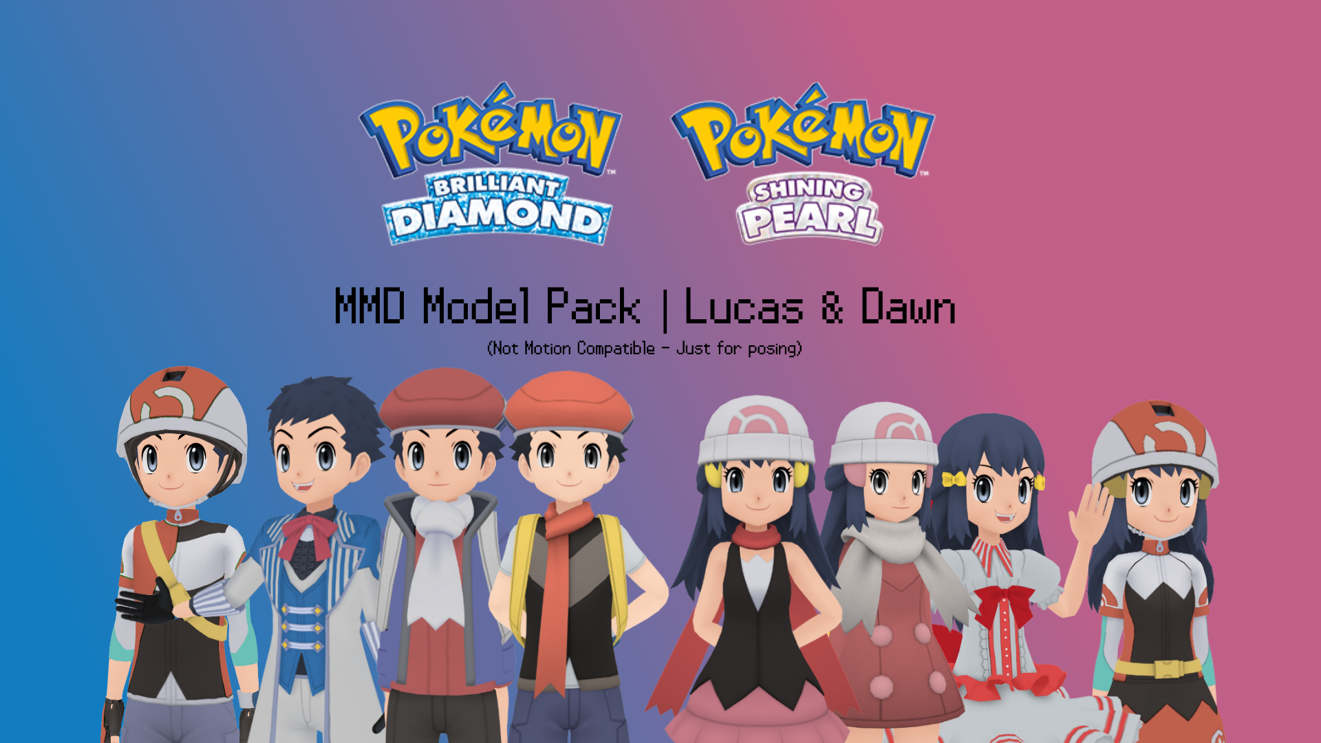 Pokemon MMD - BD/SP - Lucas/Dawn Pack 1 - Download by Pikapika
