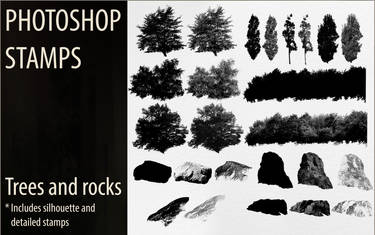 Trees and rocks - Photoshop brushes and stamps