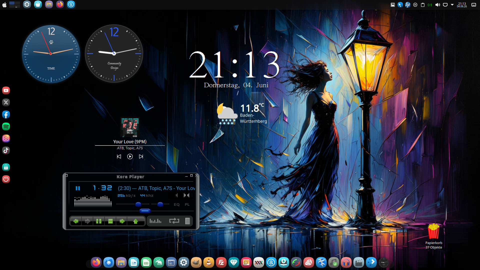 KDE Plasma Dock ++ for Rainmeter - Kore Player