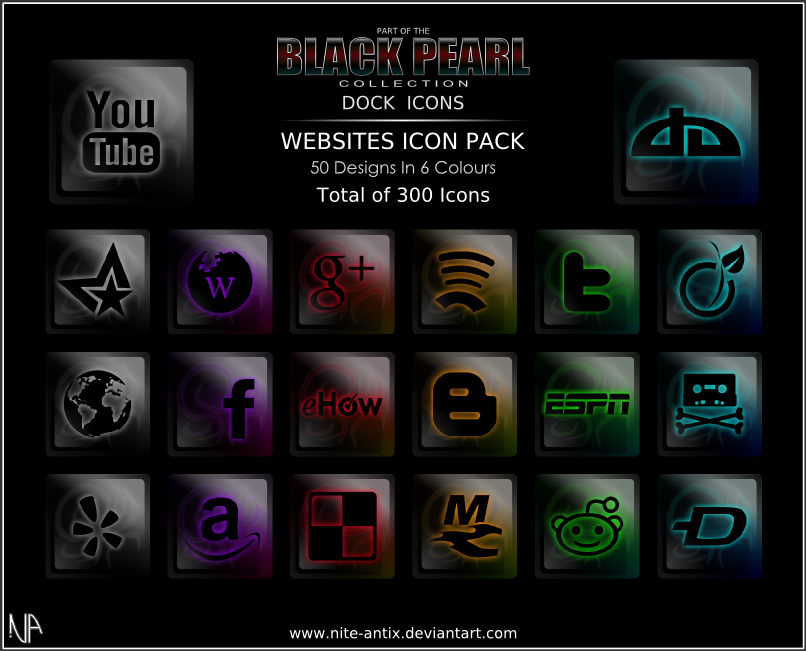 Black Pearl Website Dock Icons