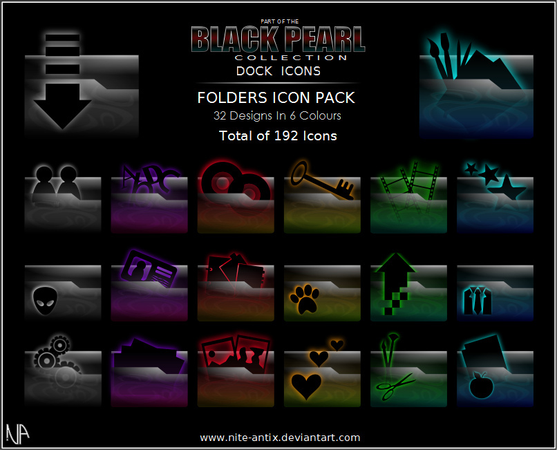 Black Pearl Folder Dock Icons