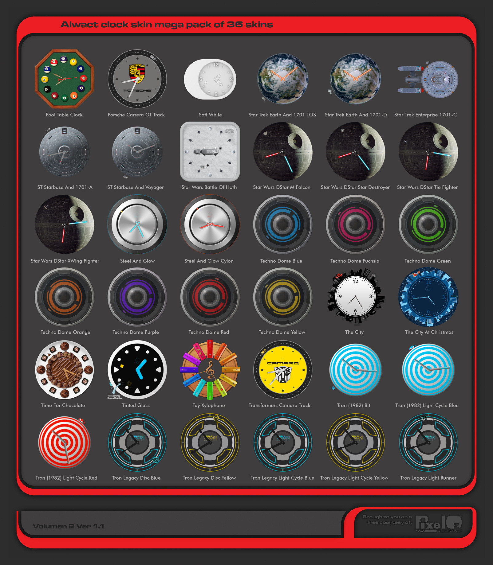 Alwact Clock Skin Mega Pack of 36 Skins Volume 2 by PixelOz on DeviantArt