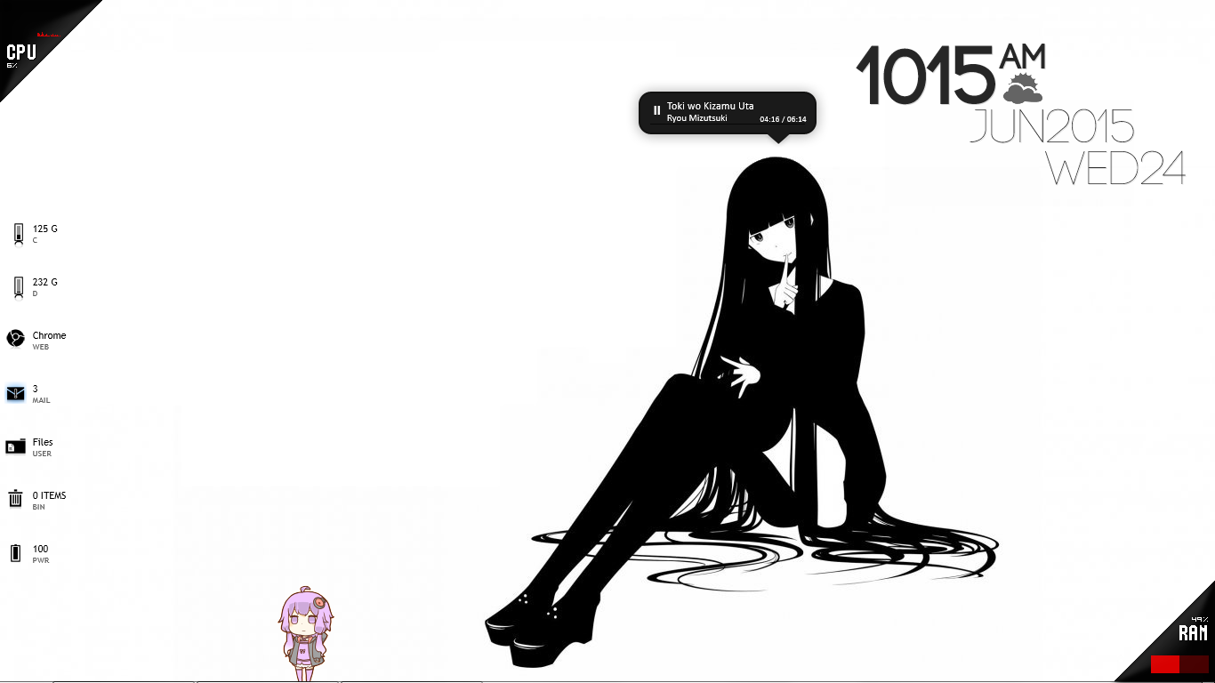 Anime black girl with rainmeter