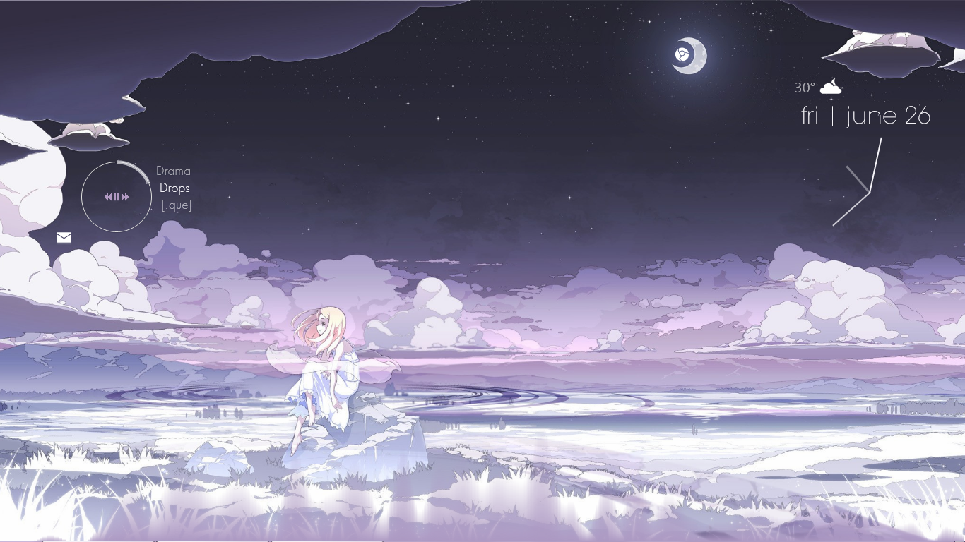 White hair anime girl rainmeter - Temporarily