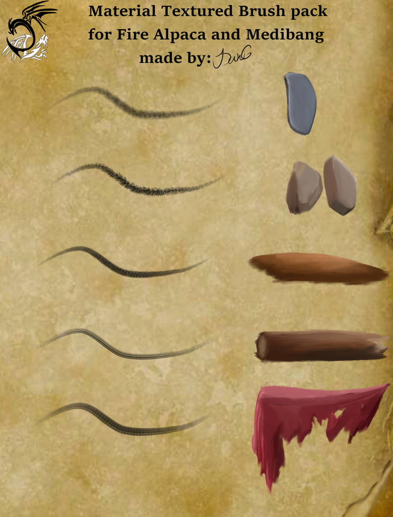 Fire Alpaca Material Textured Brush pack by DragonLoreStudios on
