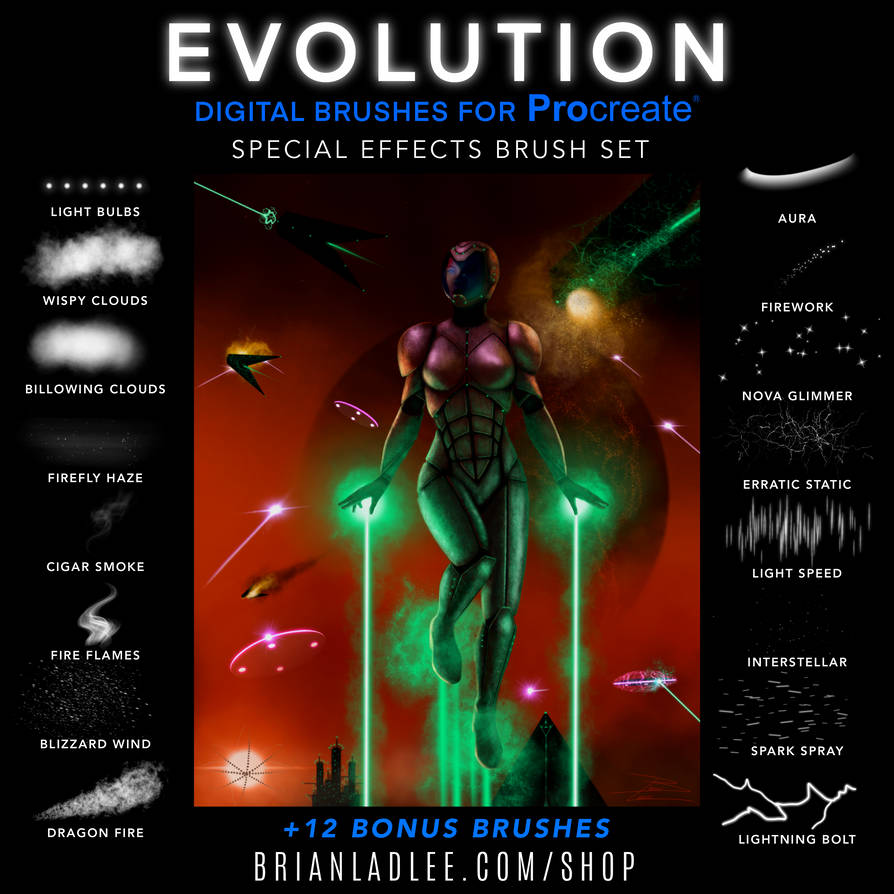 Evolution Special Effects Brushes for Procreate by BrianLadleeInk on