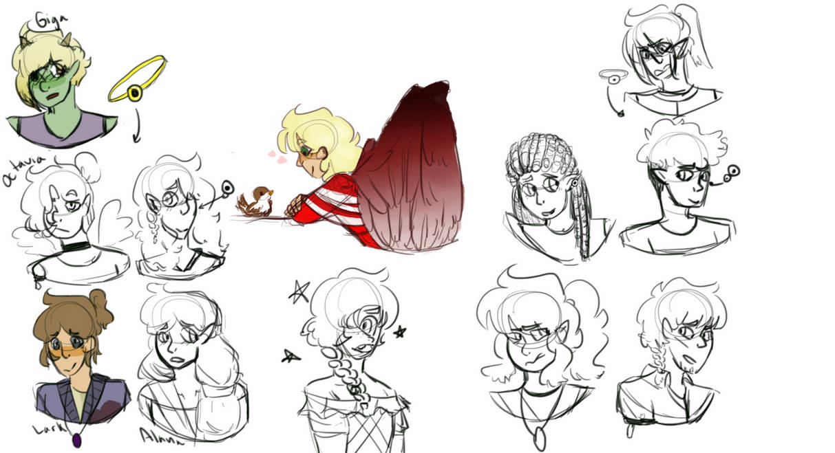 Doodles - elves + Carrie + Opal by Shinygemsil on DeviantArt