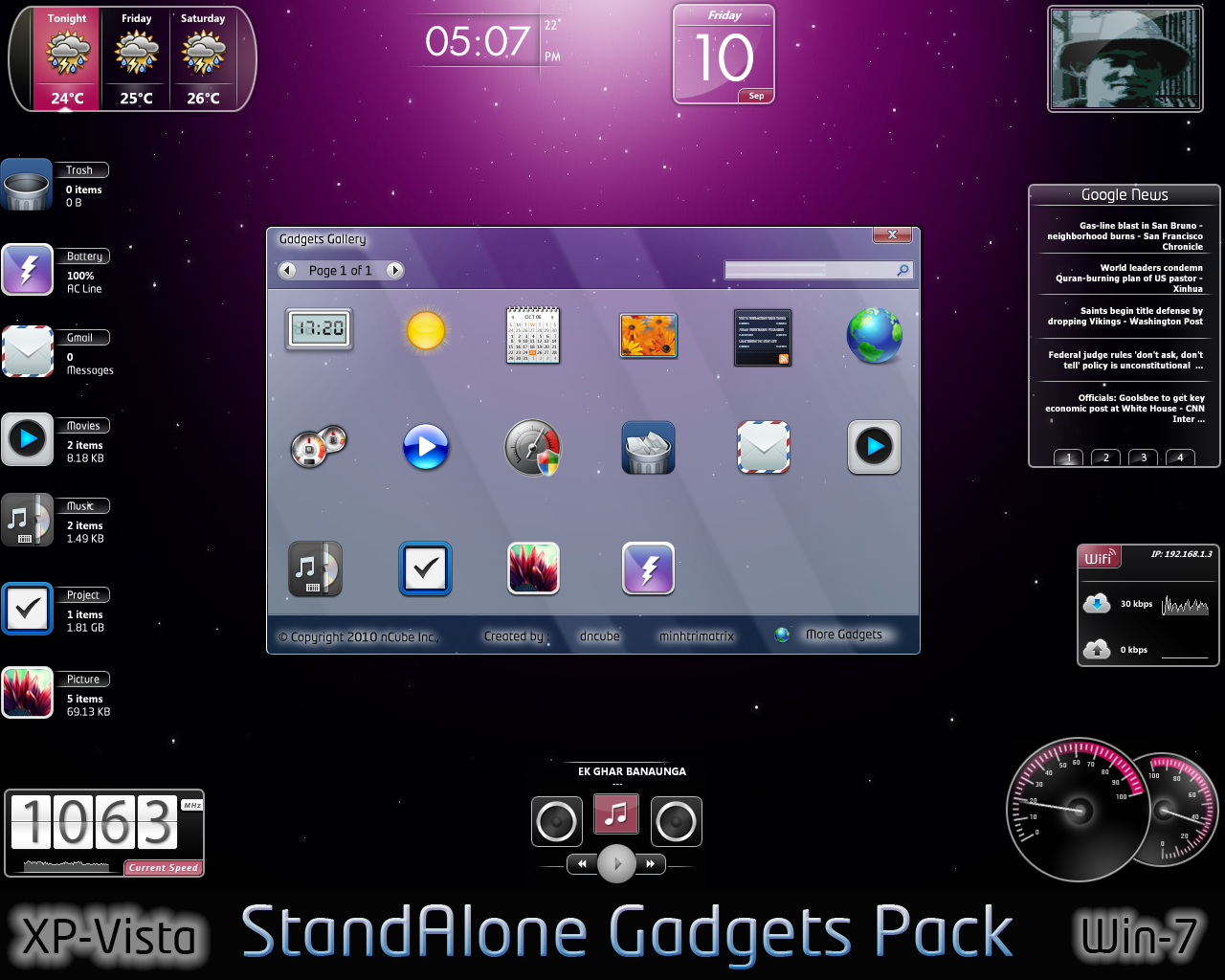 Windows 7 StandAlone Gadgets Pack  full