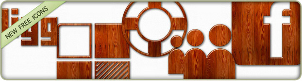 Glossy Waxed Wood Icons Social