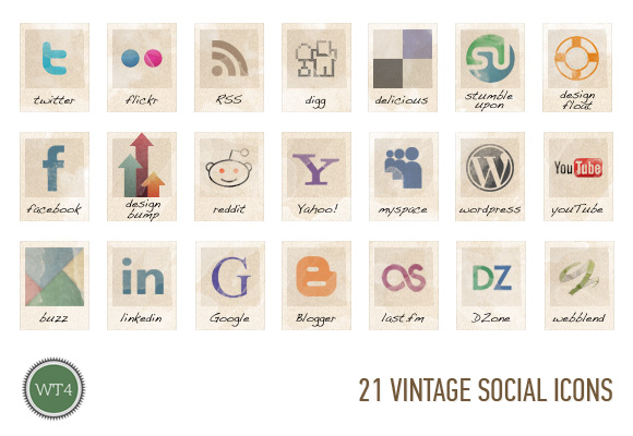 21 free social vintage icons