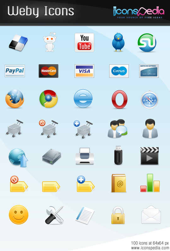 100 free icons Weby Icon Set