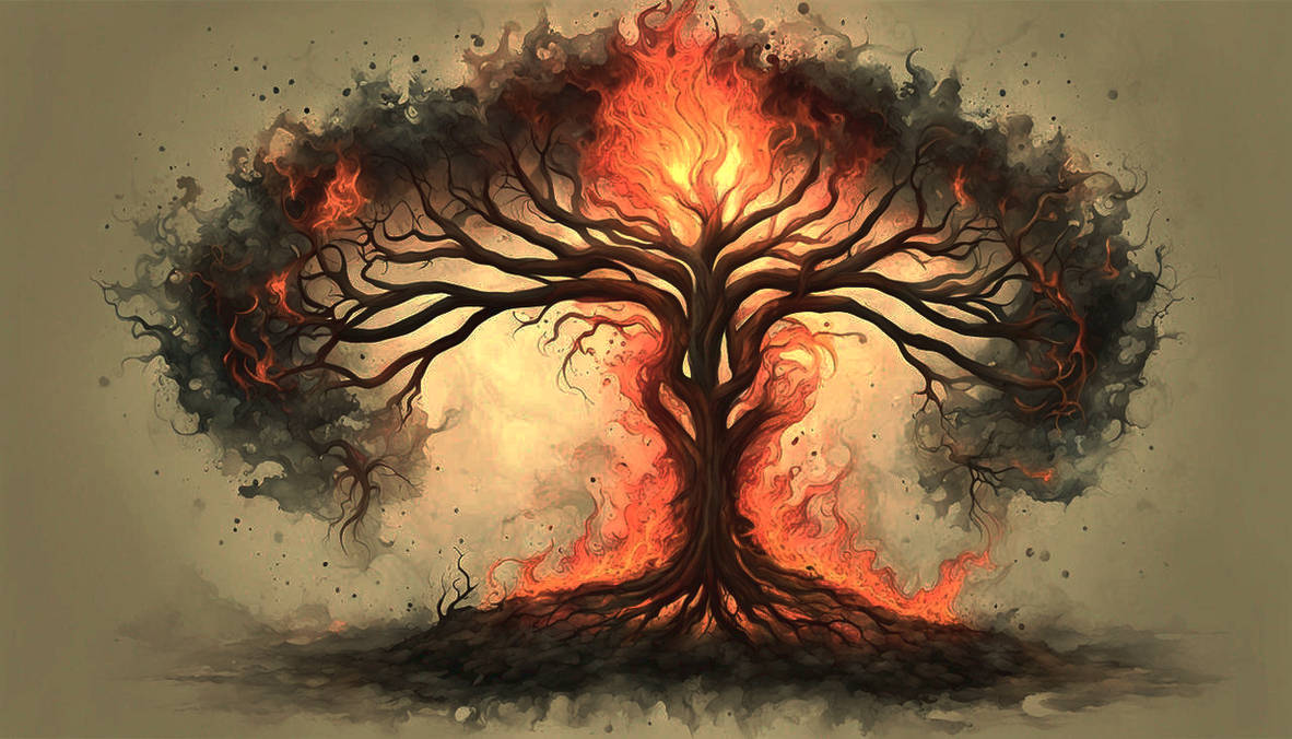THE TREE OF KNOWLEDGE BURSTS INTO FLAMES by ResidualIncome on DeviantArt