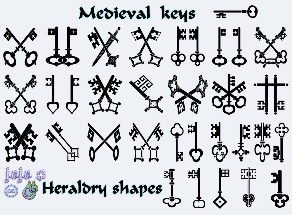 Medieval keys  Heraldry shapes