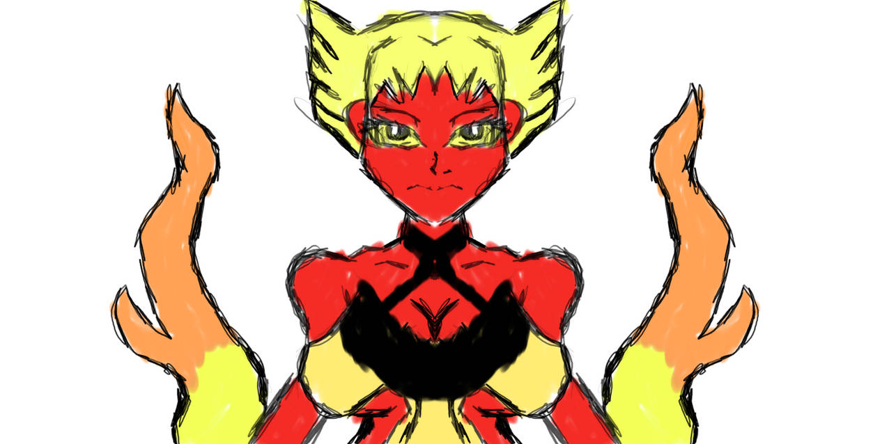 Anime Pokemon Blaziken Waifu Concept Drawing By