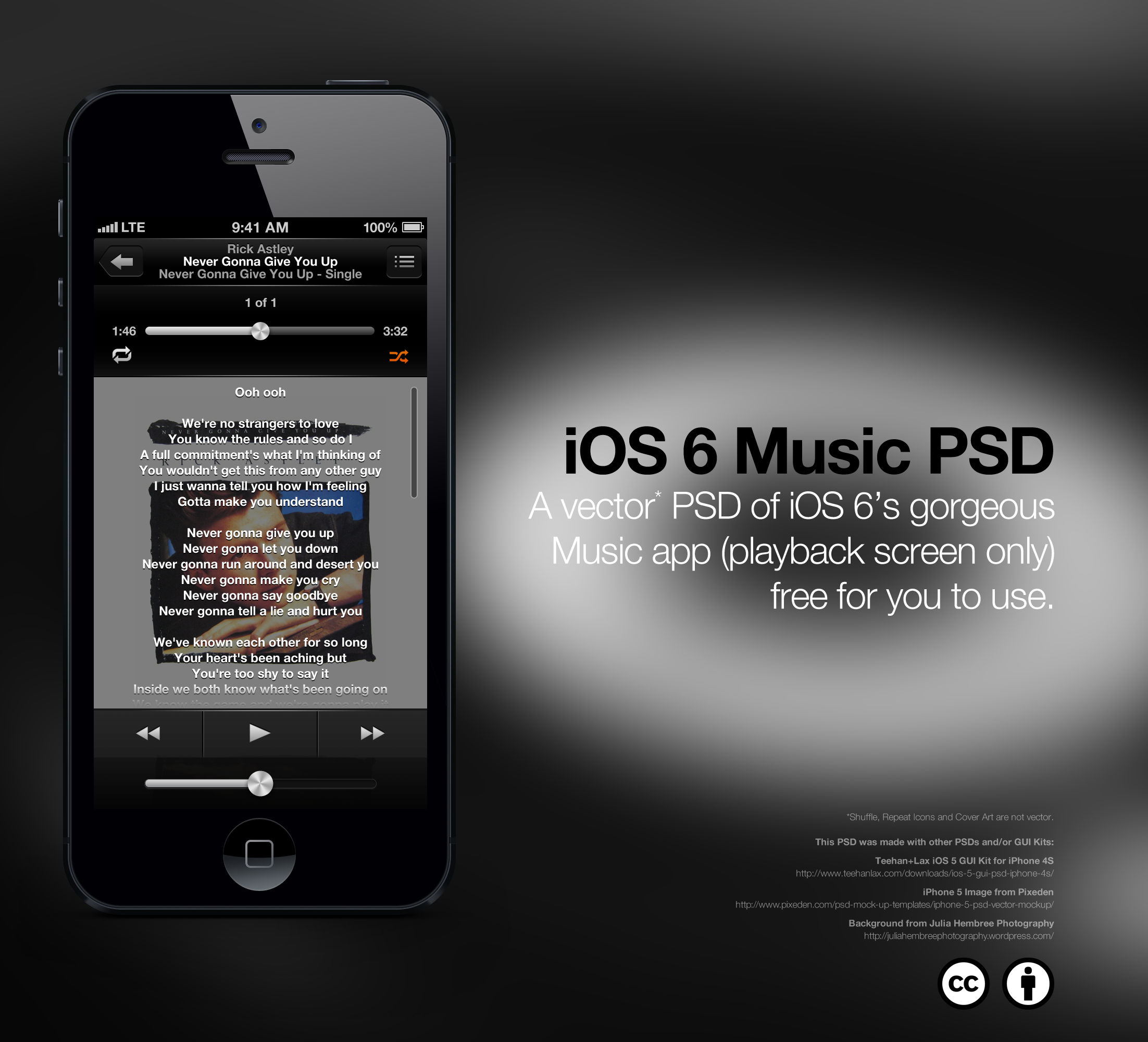 iOS 6 Music App PSD