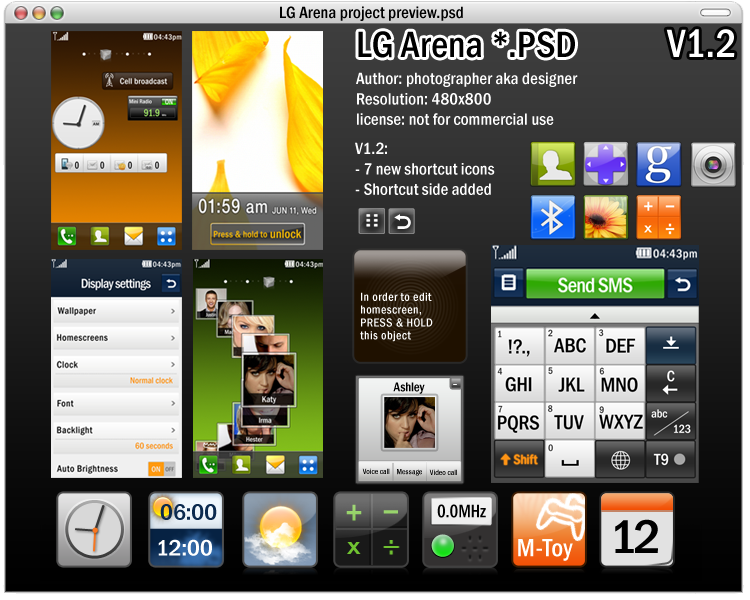 LG Arena UI PSD v1.2