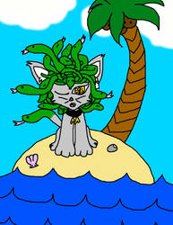 Medusa On a deserted Island as a cat