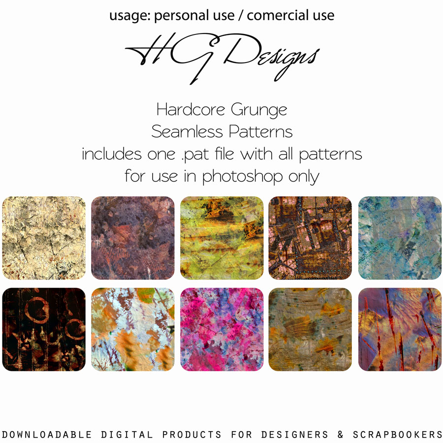 Hardcore Grunge Seamless Patterns by HGGraphicDesigns