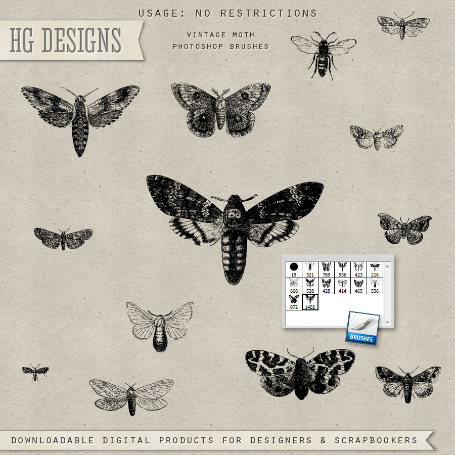 PS Brushes: Vintage Moths