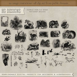 PS Brushes: Animals From Old Books