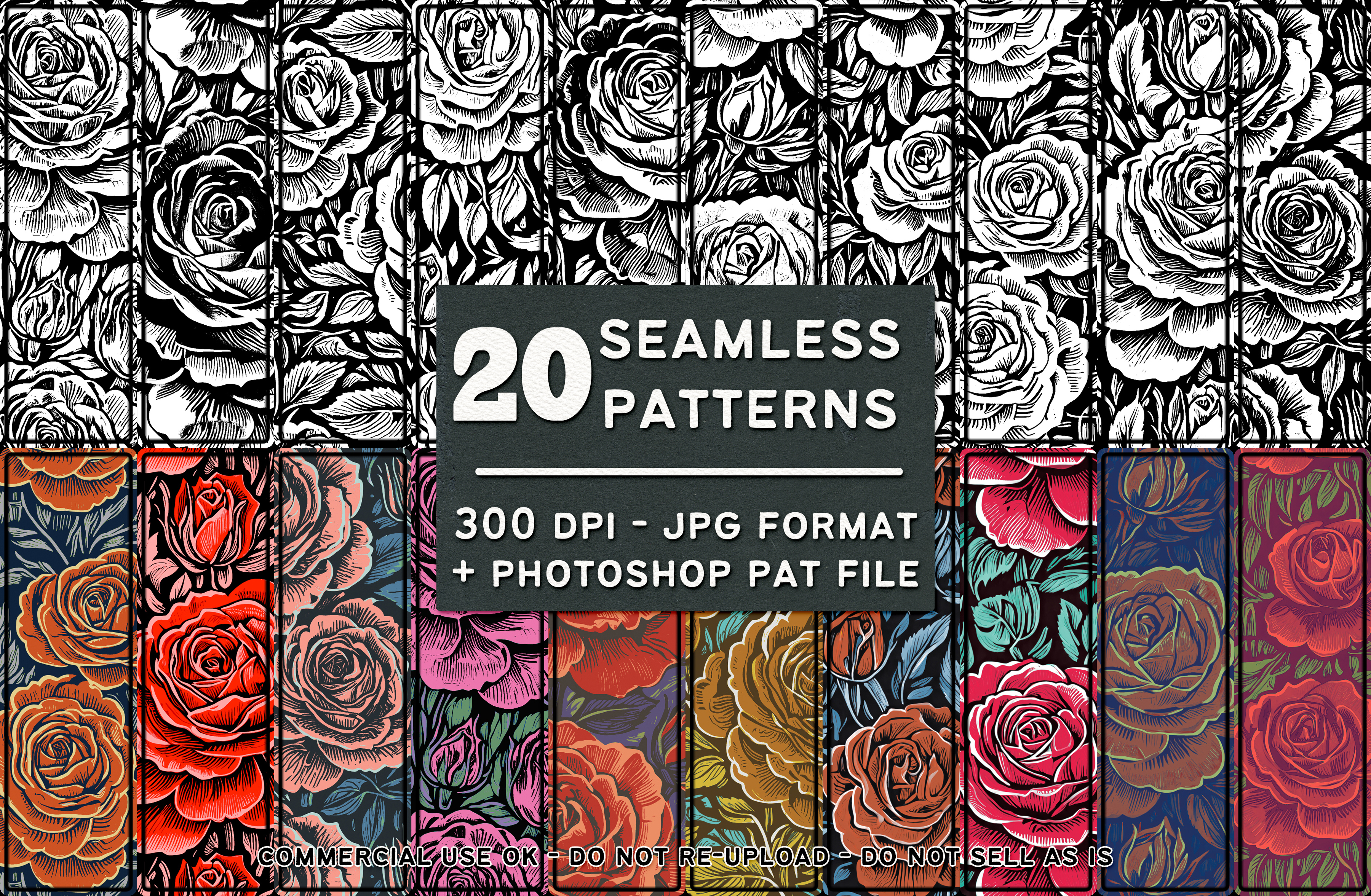 Free seamless tiling rose patterns