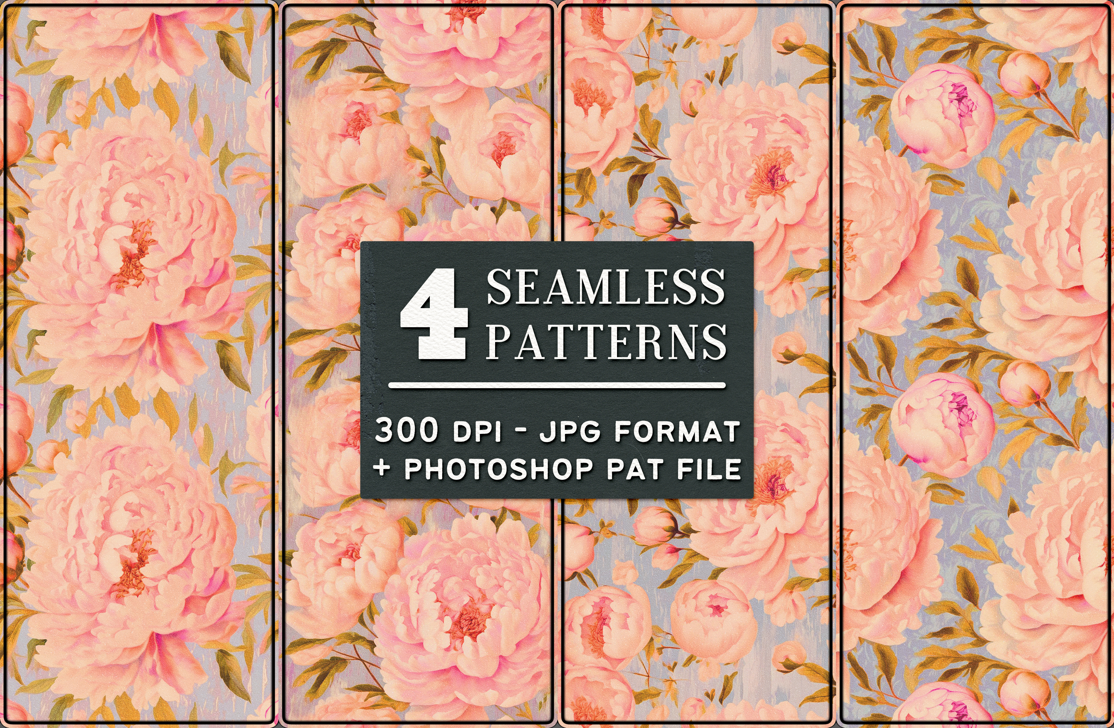 Free Mini Set Of Peony Seamless Tiling Patterns