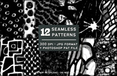 Free Blurry Black And White Seamless Pattern Set