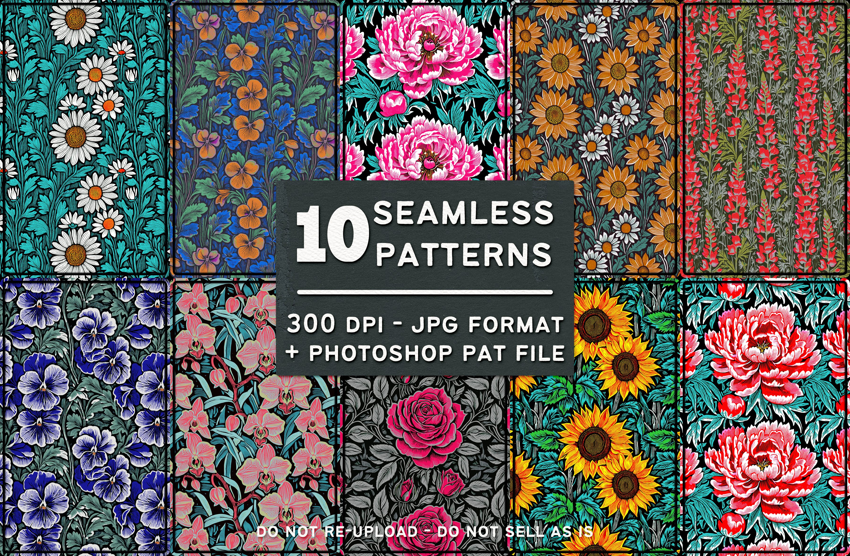Free Seamless Tiling Flower Patterns