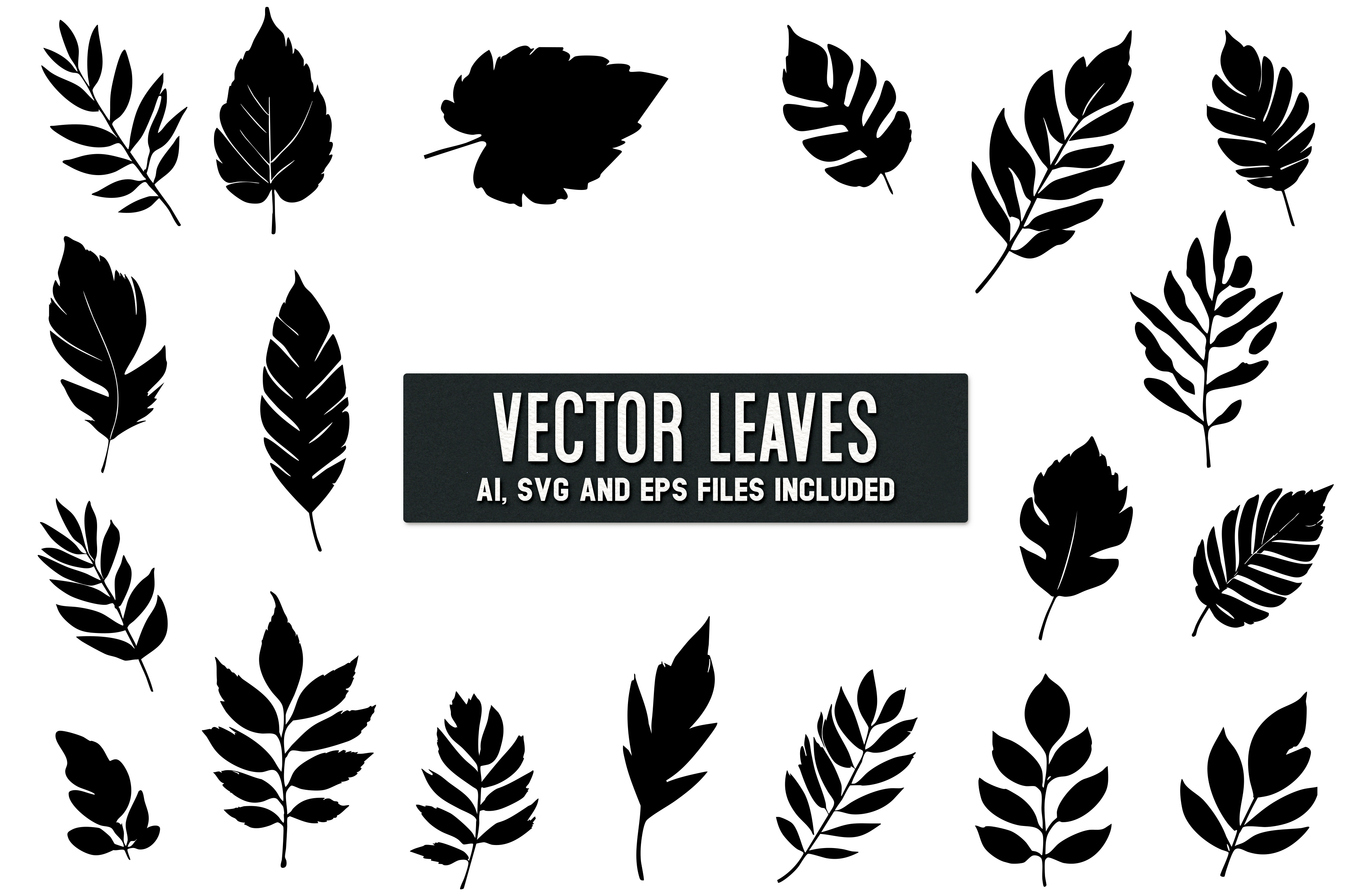 Vector Leaves Silhouettes Clipart Set