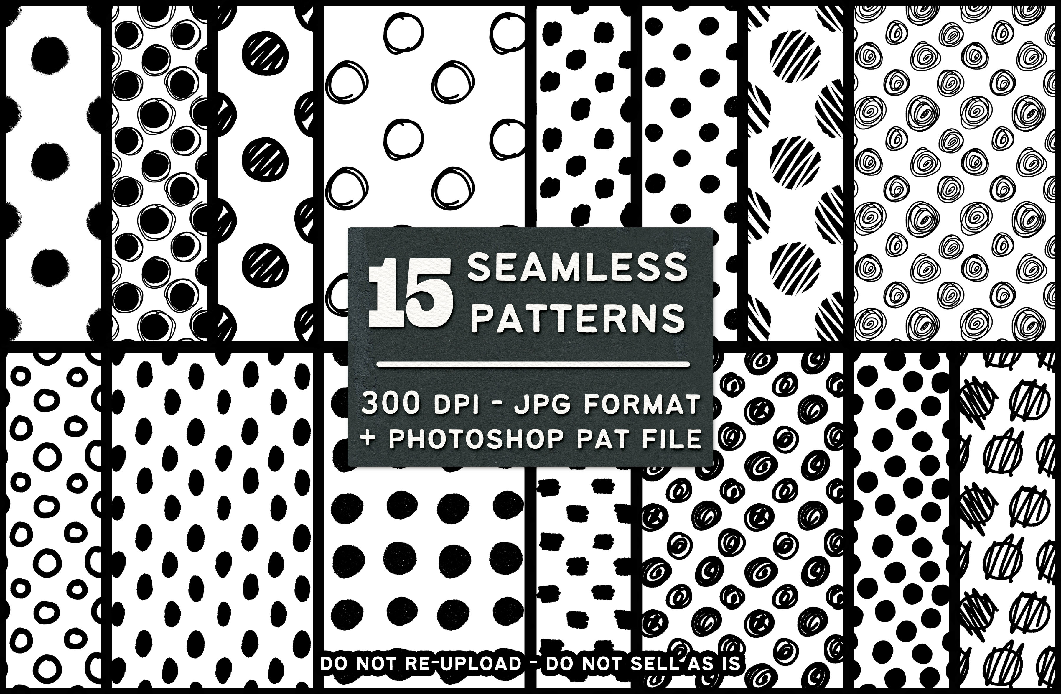 Free Hand Drawn Dot Seamless Tiling Pattern Set