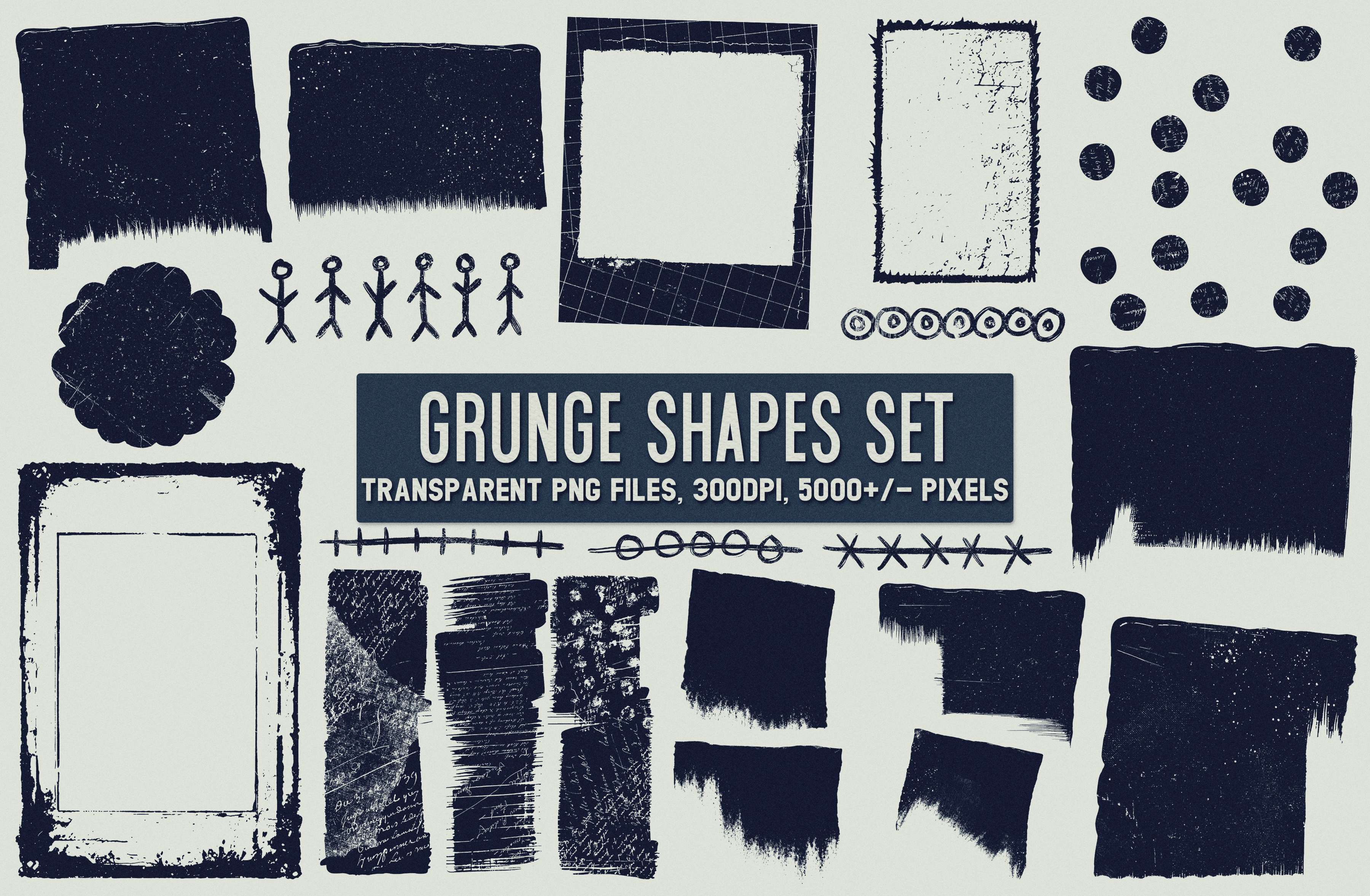 Free Grunge Shapes Transparent PNG Clipart Set