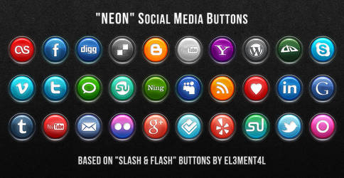 Neon Social Media Buttons
