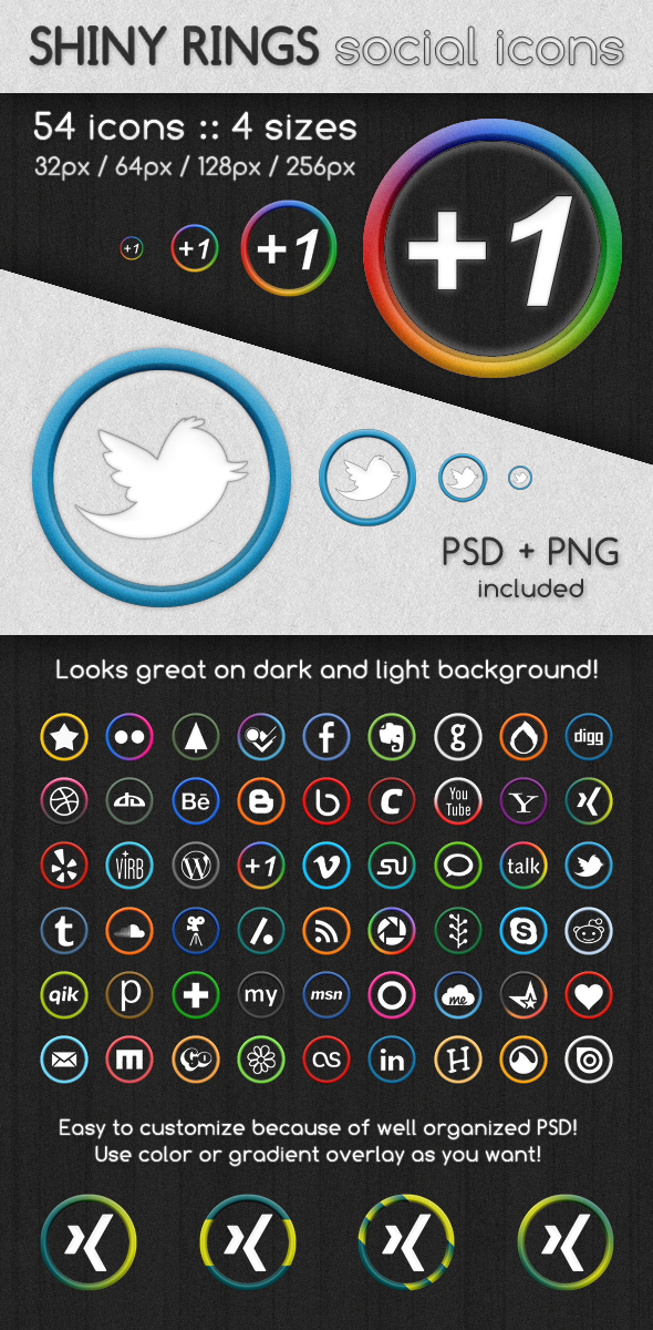 Shiny Rings Social Icons