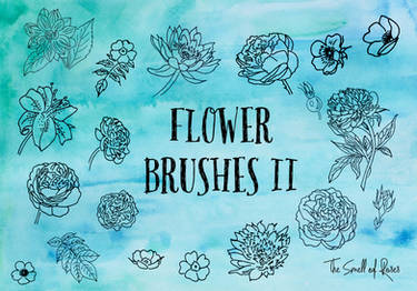 Hand-drawn Flower Brushes - The Smell of Roses