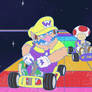 Mario Kart Wario bumps into Toad