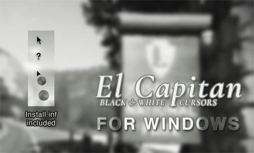 Black and White El Capitan Cursors for Windows