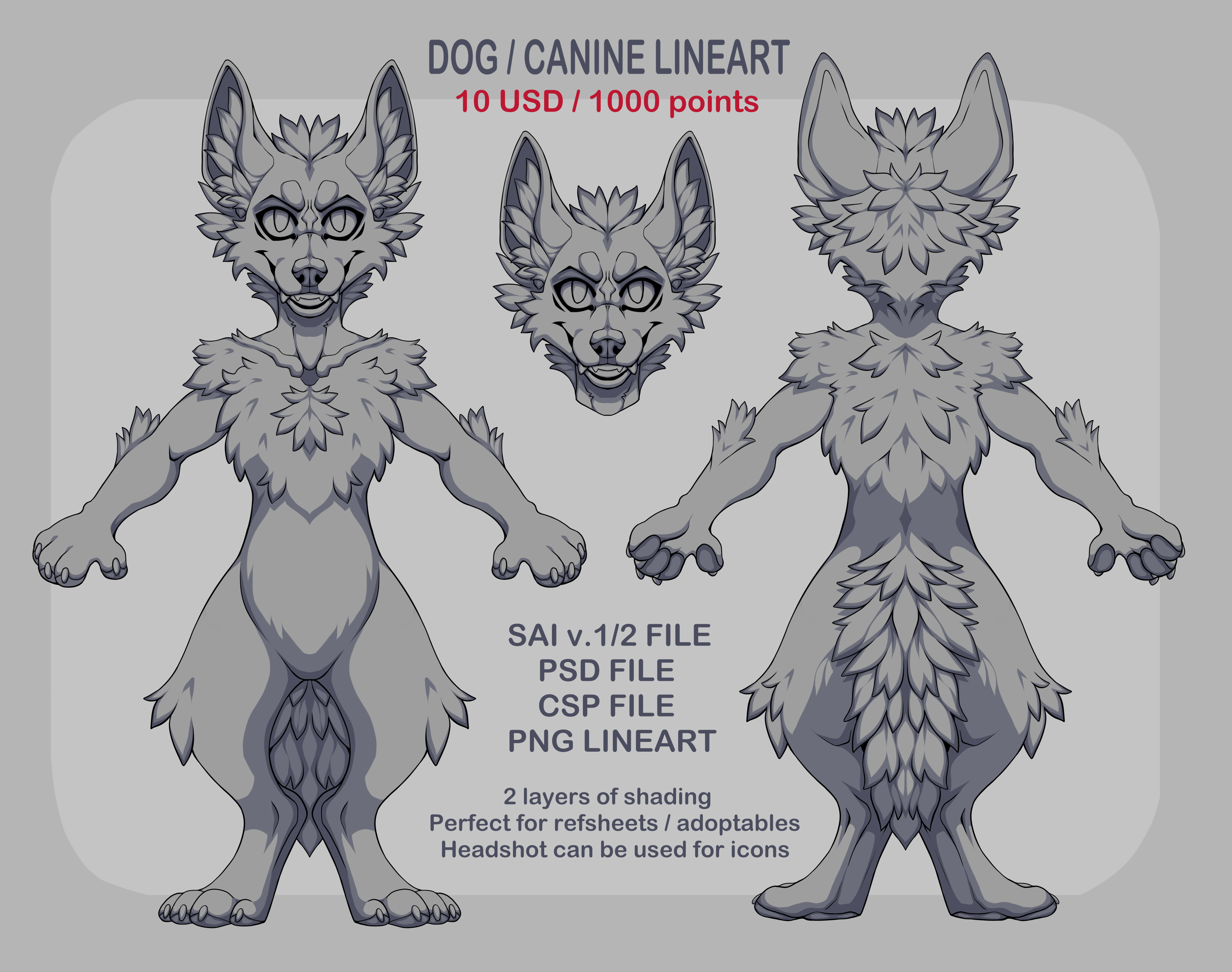 Dog Canine Anthro Lineart Base by Satoga on DeviantArt