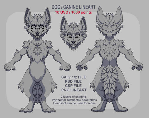 Dog Canine Anthro Lineart Base