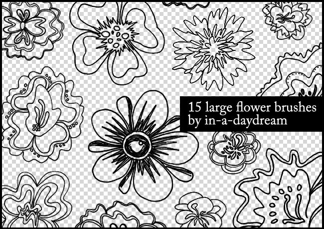 Handdrawn Flower Brushes by in-a-daydream