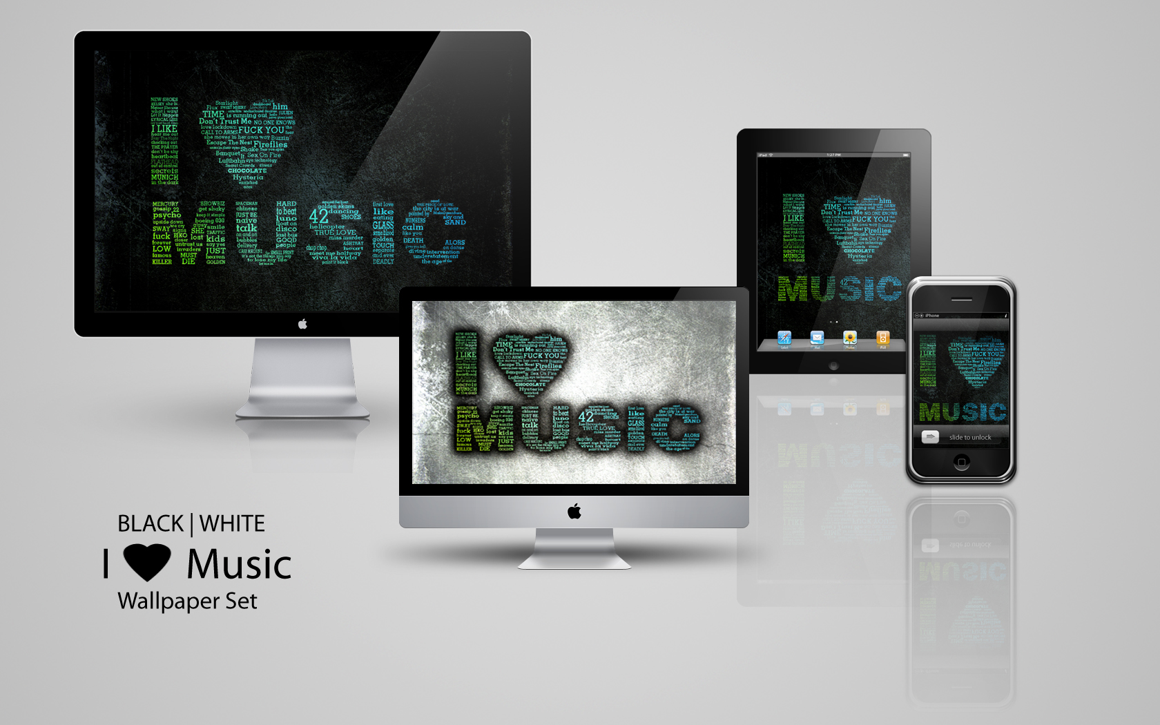 i love music wallpaper set