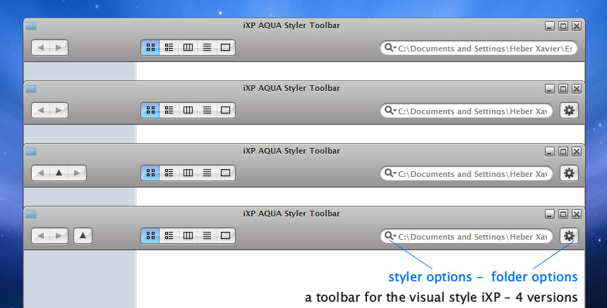 iXP AQUA Styler Toolbar